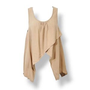 NEW Vintage 90s Y2K San Joy Crisscross Handkerchief Sleeveless Top in Sand Small